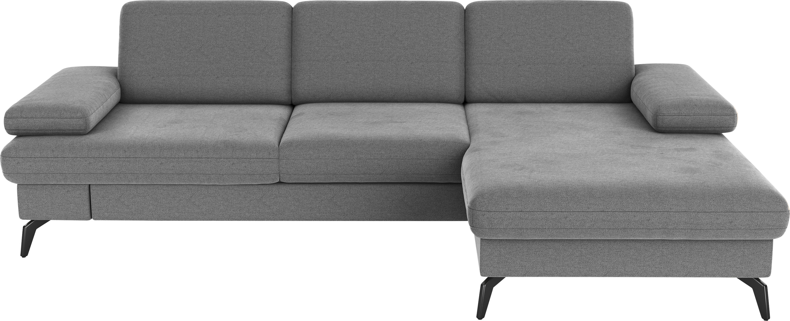 Ecksofa SIT & MORE "Morris L-Form, inkl. Sitztiefenverstellung", grau, B:275cm H:82cm T:171cm, 95% Polyester 5% Polyamid, Sofas, wahlweise mit Armteilverstellung, Bettfunktion & Bettkasten