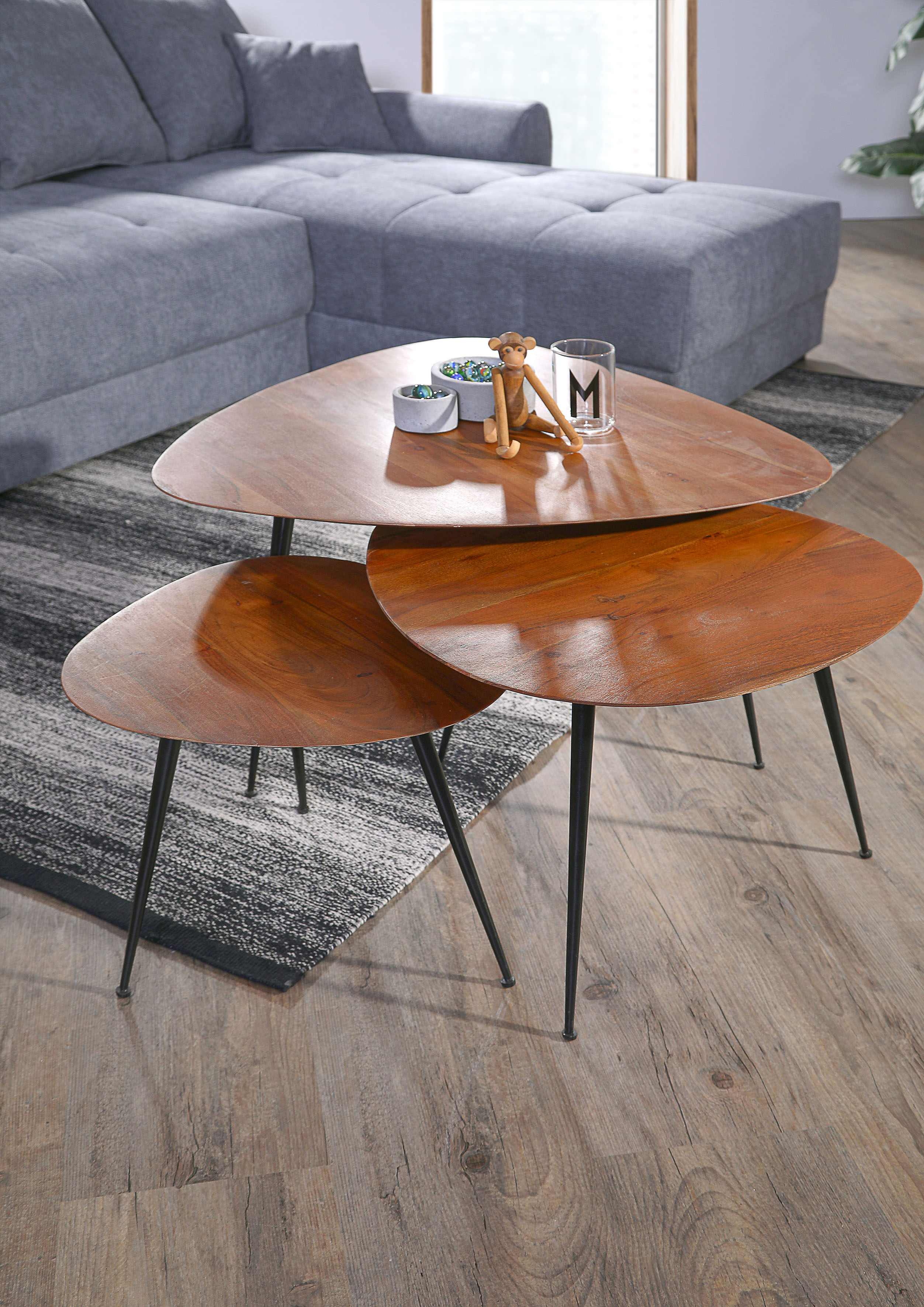 Beistelltisch GUTMANN FACTORY "Bloom", schwarz (natur, schwarz, schwarz, natur), B:72cm H:45cm T:72cm, Tische