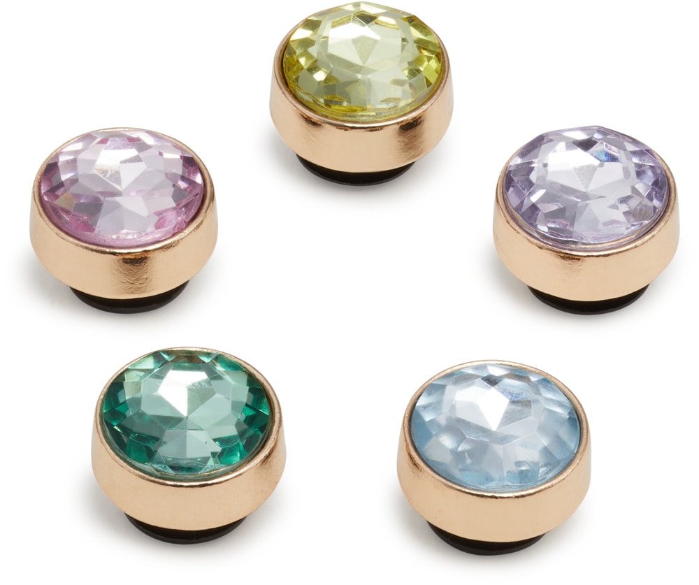 Schuhanstecker CROCS "Jibbitz™ Gold and Gem", Kinder, bunt, Acryl, Zinklegierung, Schuhzubehör Schuhanstecker, Elegante Schuhanstecker mit bunten Schmucksteinen