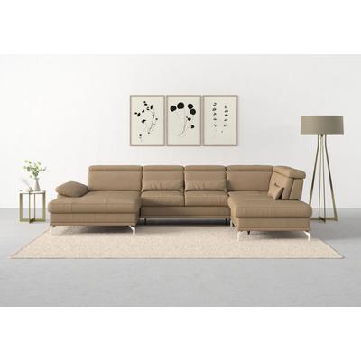 Wohnlandschaft SIT & MORE "Cabrio U-Form, mit Sitztiefenverstellung, Arm- und Kopfteilverstellung", braun (cappucino), B:359cm H:87cm T:230cm, Sofas, 3 Nierenkissen, Federkern, optional Bettfunktion und Stauraum Image