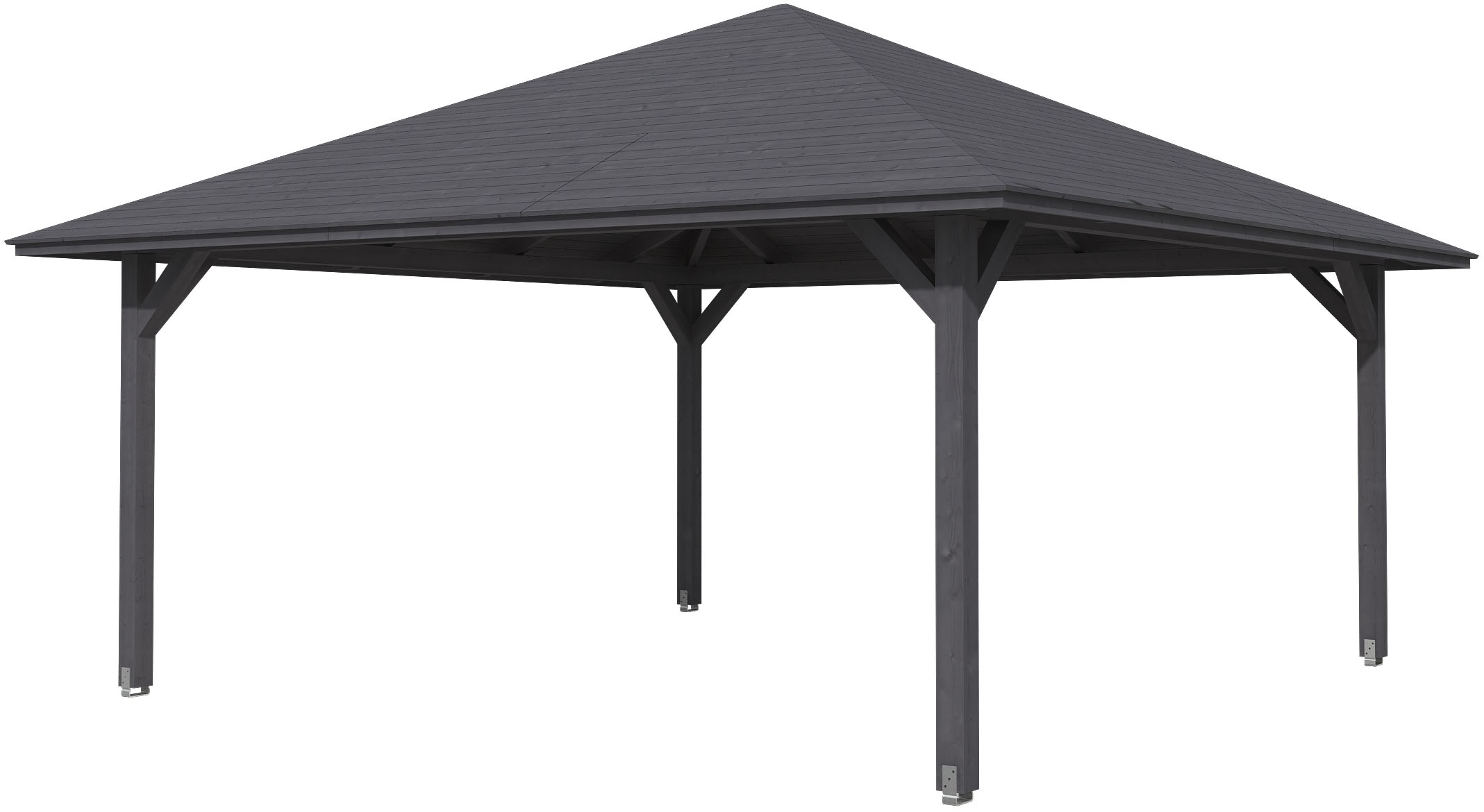 Holzpavillon SKANHOLZ "Cannes 4", grau (schiefergrau), B/H/T: 360cm, Pavillons, Leimholz, 489 x 489 cm Image