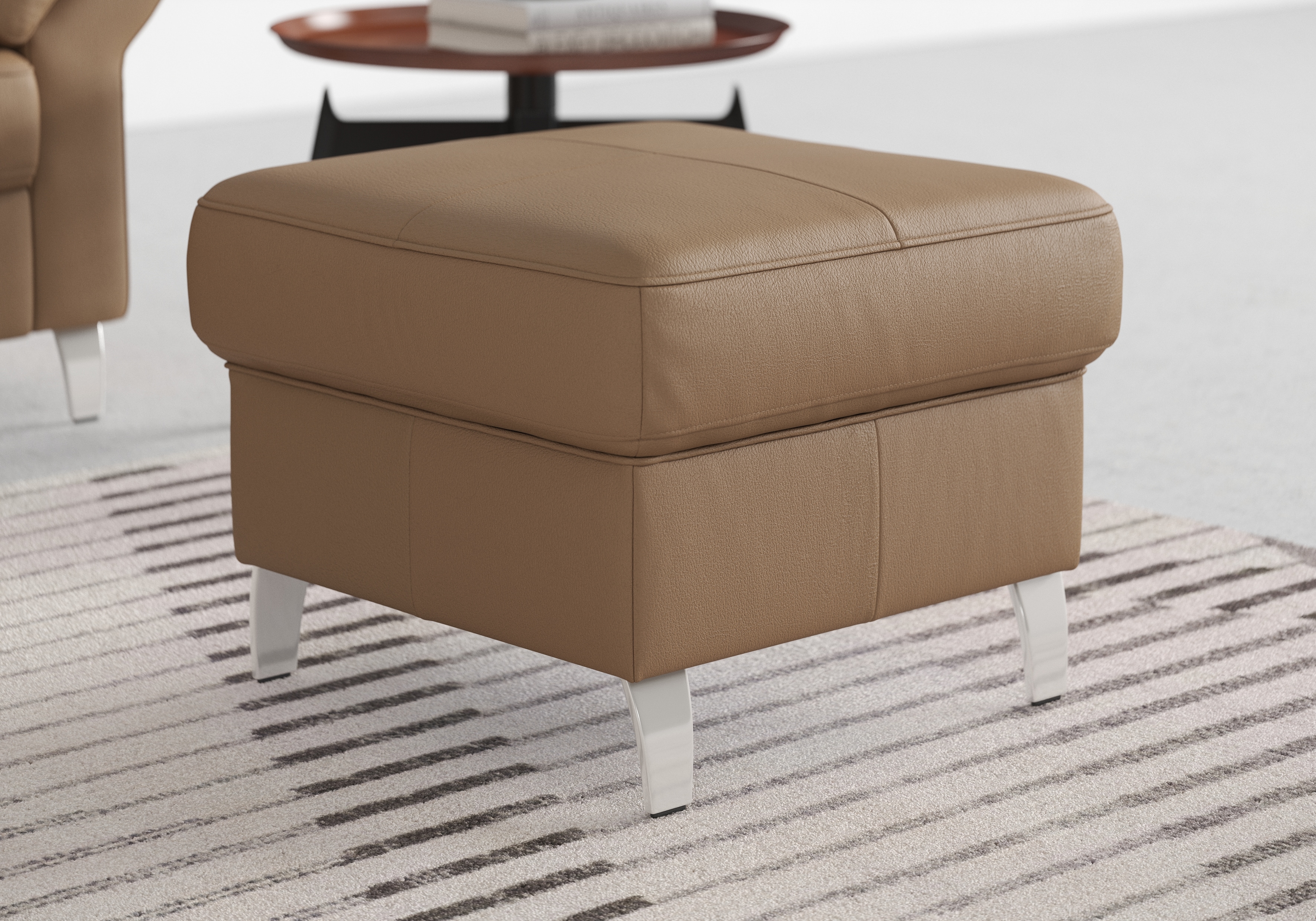 Hocker SIT & MORE "Arngast", braun (cappucino), B:58cm H:48cm T:58cm, Luxus-Microfaser ALTARA NUBUCK (100% Polyester);Struktur (100% Polyester);Flachgewebe (90% Polyester; 10% Polyamid), Hocker