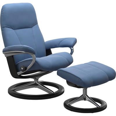 Relaxsessel STRESSLESS "Consul", blau (lazuli blau), B:78cm H:97cm T:70cm, Leder BATICK: BATICK ist ein leicht korrigiertes, durchgefärbtes und genarbtes Möbelleder, bei dem die meisten Unebenheiten und Spuren in der Regel entfernt wurden., Leder... Image