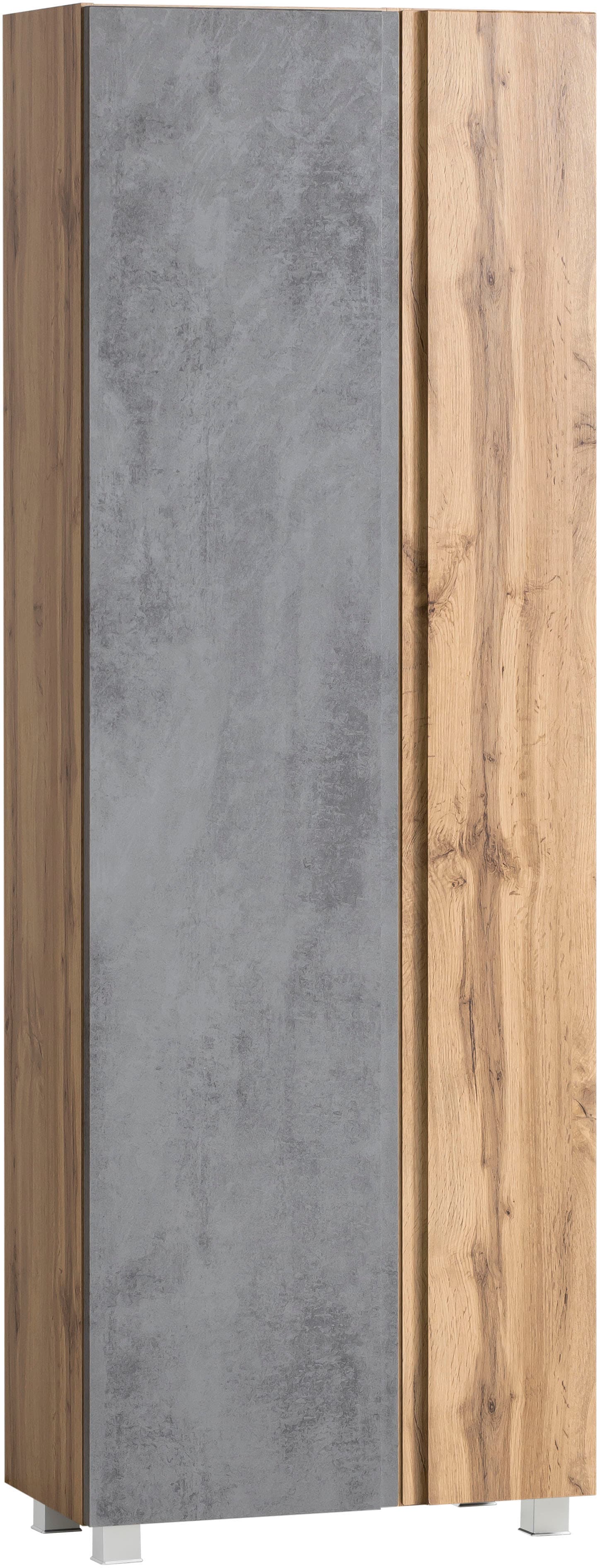 Seitenschrank WELLTIME "Sölden", grau (oxid beton), B:65cm H:180cm T:35cm, MDF, Schränke Image