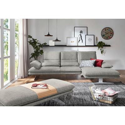 Ecksofa W.SCHILLIG "broadway, Designsofa mit tollem Sitzkomfort, L-Form", grau (steel s22), B:291cm H:94cm T:164cm, Flachgewebe S22 (100% Polyester), Sofas, Sitztiefenverstellung, Kopfteil- & Seitenteilverstellung, Breite 291cm Image
