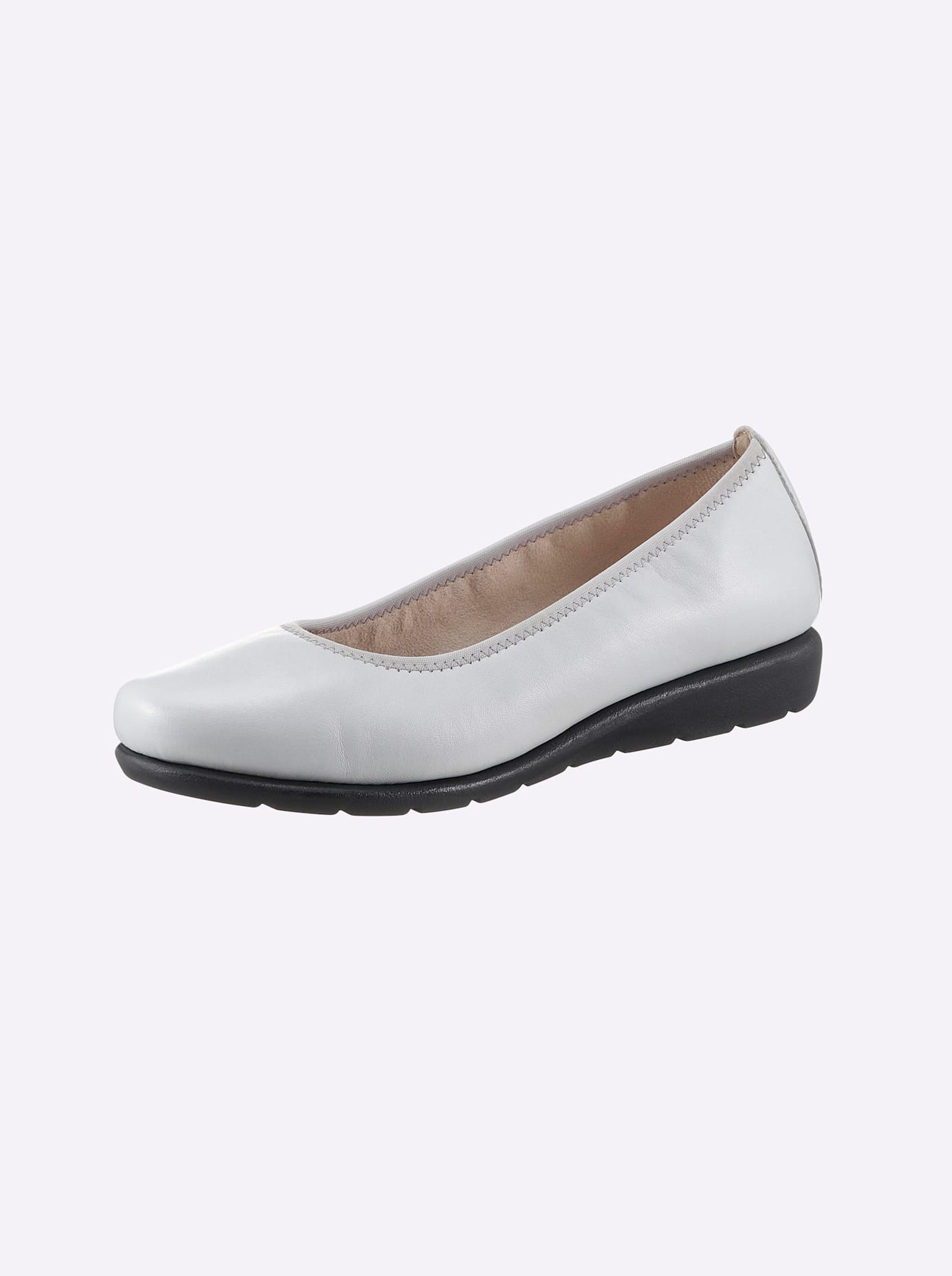 Ballerina CLASSIC BASICS, Damen, Gr. 41, grau (hellgrau), Glattleder, Basic, Schuhe Ballerina