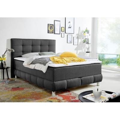 Boxbett INOSIGN "Vaasa", grau (anthrazit), B:154cm L:210cm, Komplettbetten, inkl. Bettkasten & Topper, XXL-Ausführung, Überlänge 220 cm Image