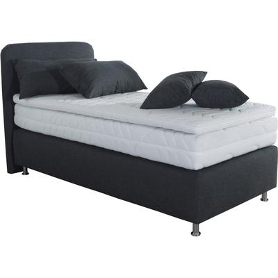 Boxspringbett, grau (dunkelgrau), B:170cm L:212cm, Bezug Kaltschaum-Topper: mit Klimafaser versteppt, 100% Polyester, Bezug untere Box und Kopfteil: wahlweise hochwertiger Microvelour (100% Polyester), feiner Strukturstoff (100% Polyester) oder... Image