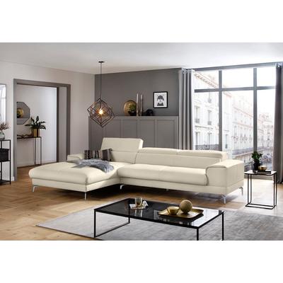 Ecksofa W.SCHILLIG "piedroo, Designsofa mit tollem Sitzkomfort, bequem und elegant, L-Form", grau (eisgrau z59), B:343cm H:70cm T:193cm, Longlife Xtra-Leder Z59: Glattleder mit modischer Prägung. Hautstärke 0, 9 - 1, 1 mm, Sofas,... Image