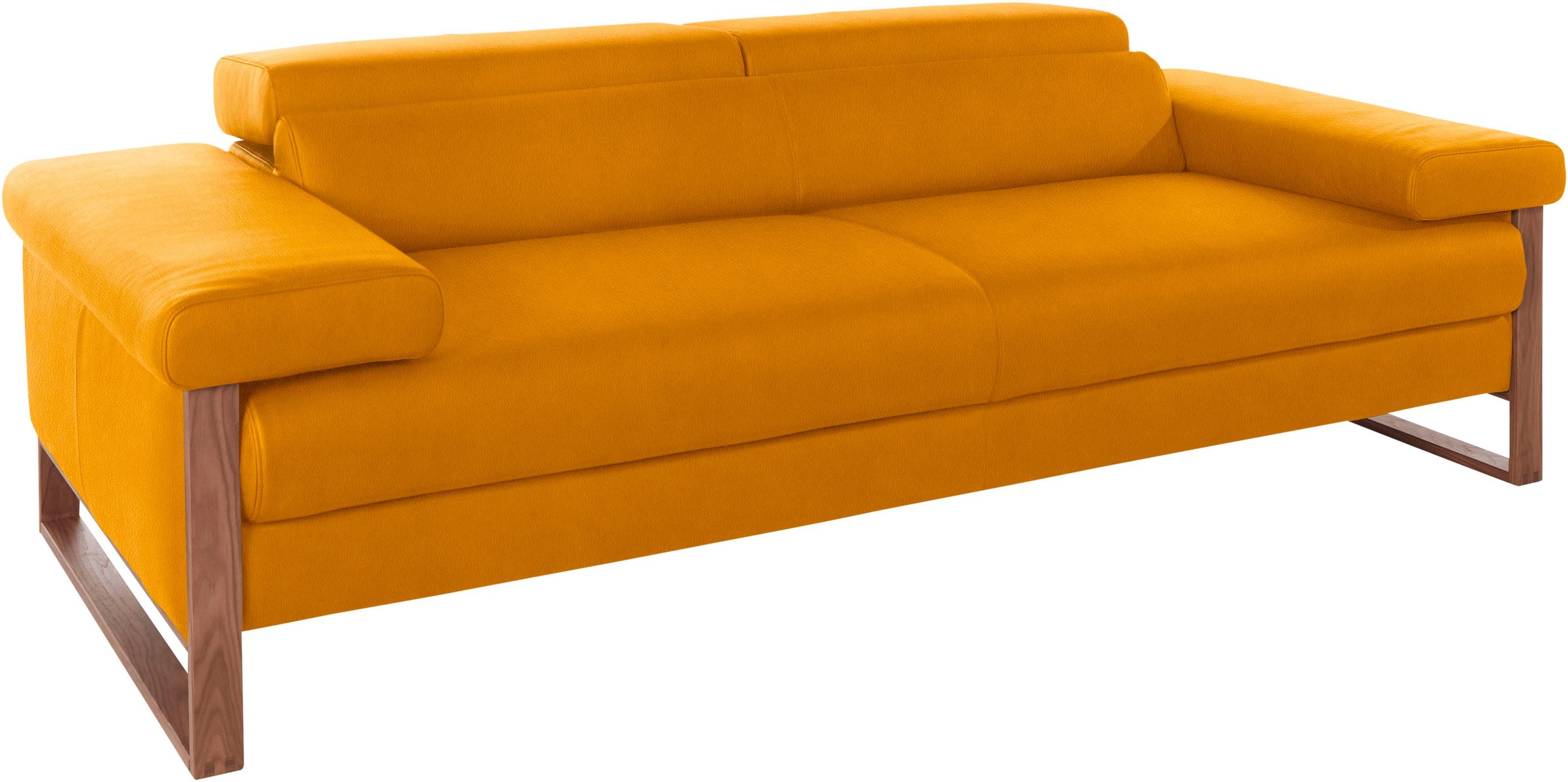 2,5-Sitzer W.SCHILLIG "finn", gelb (brandy s37), B:230cm H:71cm T:106cm, Flachgewebe S22 (100% Polyester);Stoff S37 (100% Polyester);Longlife Xtra-Leder Z59: Glattleder mit modischer Prägung. Hautstärke 0, 9 - 1, 1 mm, Sofas, German Design Award... Image