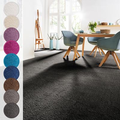 Teppichboden ANDIAMO "Sophie, Frisee-Velours, Made in Netherlands", grau (anthrazit), B:400cm H:12mm L:350cm, Kunstfaser, Teppiche, Uni Farben, Breite 400 cm oder 500 cm, strapazierfähig & pflegeleicht Image