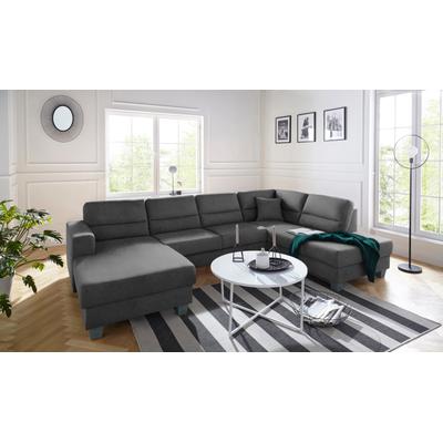 Wohnlandschaft TRENDMANUFAKTUR "Chamber, zeitlos und modern, bequem, hoher Sitzkomfort, U-Form", grau (dunkelgrau), B:310cm H:85cm T:203cm, Sofas, wahlweise mit Schlaffunktion Image