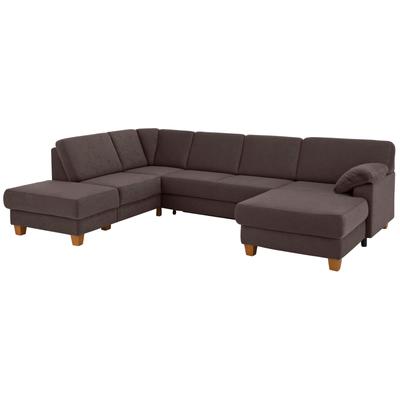 Wohnlandschaft HOME AFFAIRE "Belfort U-Form", braun (dunkelbraun), B:314cm H:88cm T:91cm, Luxus-Microfaser Vintageoptik(100% Polyester), Struktur fein ( 100% Polyester), Luxus-Microfaser ALTARA NUBUCK (100% Polyester), Sofas, mit Federkern,... Image
