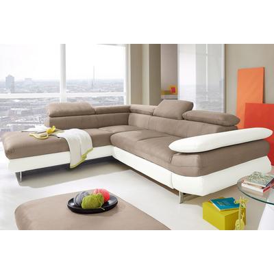 Ecksofa INOSIGN "Solution L-Form", weiß (altweiß, schlamm), B:279cm H:73cm T:228cm, Sofas, mit Arm- & Kopfteilverstellung, wahlweise mit Bettfunktion Image