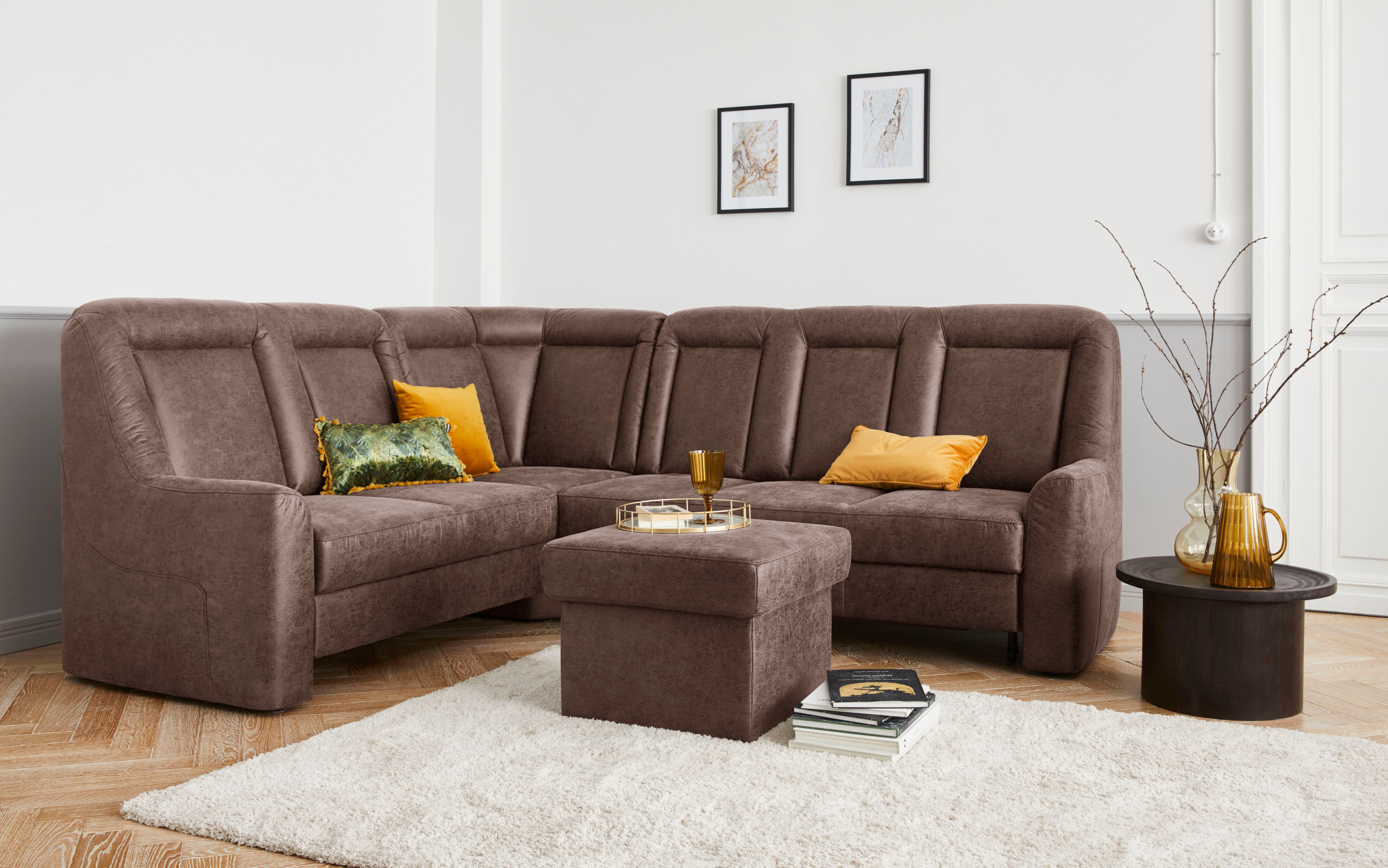 Ecksofa SIT & MORE "Melissa L-Form", braun (schokobraun), B:257cm H:107cm T:217cm, 100% Polyester, Sofas, klassisches Polsterprogramm, wahlweise Bettfunktion und Schubkasten Image