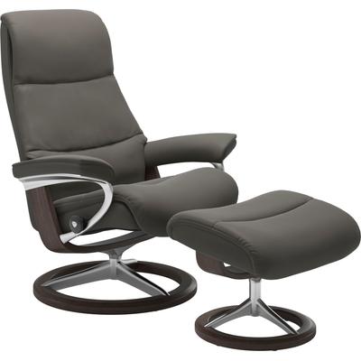 Relaxsessel STRESSLESS "View", grau (metal grau paloma), B:82cm H:109cm T:81cm, Leder BATICK: BATICK ist ein leicht korrigiertes, durchgefärbtes und genarbtes Möbelleder, bei dem die meisten Unebenheiten und Spuren in der Regel entfernt wurden.,... Image