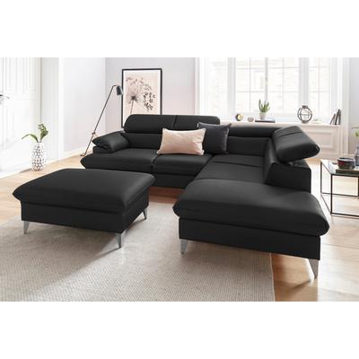 Polstergarnitur COTTA "Caluso L-Form", schwarz, B:254cm, NaturLEDER (echtes Rindsleder) in Sitz und Rücken. Korpus in passendem Kunstleder SOFTLUX bezogen, Microfaser PRIMABELLE (100% Polyester), Kunstleder SOFTLUX, Sitzmöbel-Sets, Set bestehend... Image