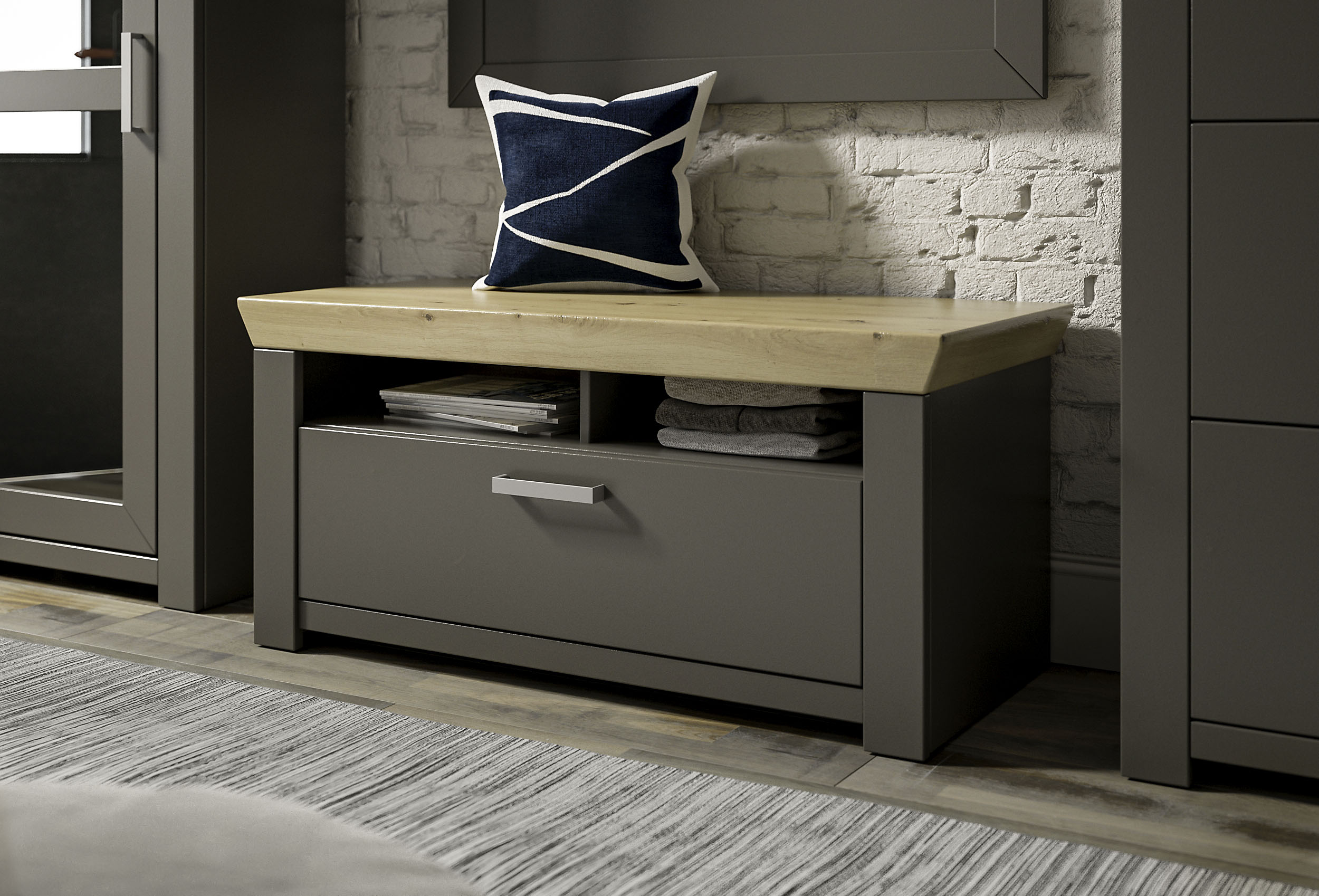 Schuhkommode "GA 04", grau (grau anthrazit, eiche artisan), B:104,5cm H:46,6cm T:51,2cm, Spanplatte, SET ONE BY MUSTERRING, Sideboards, Schuhkommode