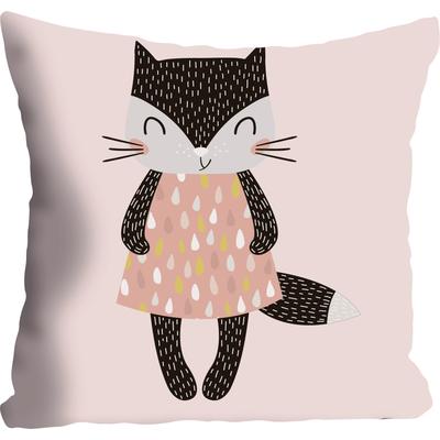 Dekokissen QUEENCE "Katze", bunt (bunt, bedruckt), B:40cm L:40cm, Baumwolle, Dekokissen_Sitzkissen_Kissenhüllen, Kissenhülle ohne Füllung, 1 Stück Image