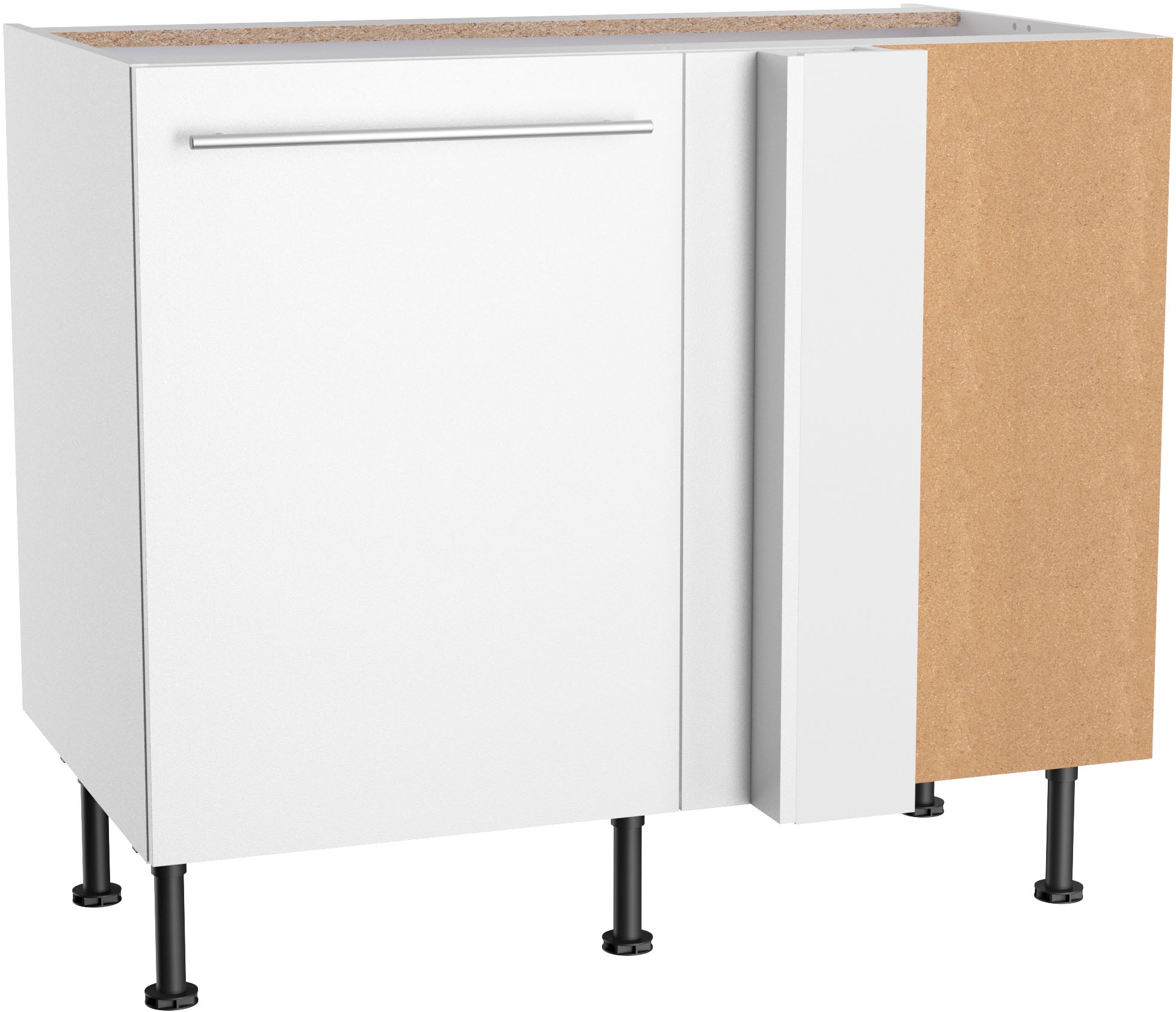Eckunterschrank KOCHSTATION "KS-Bern2", weiß (weiß, weiß), B:100cm H:87cm T:58,4cm, Spanplatte, Schränke, Breite 100 x 65 cm, Lösung für Geschirrspüler, 1 Tür, 1 Einlegeboden Image