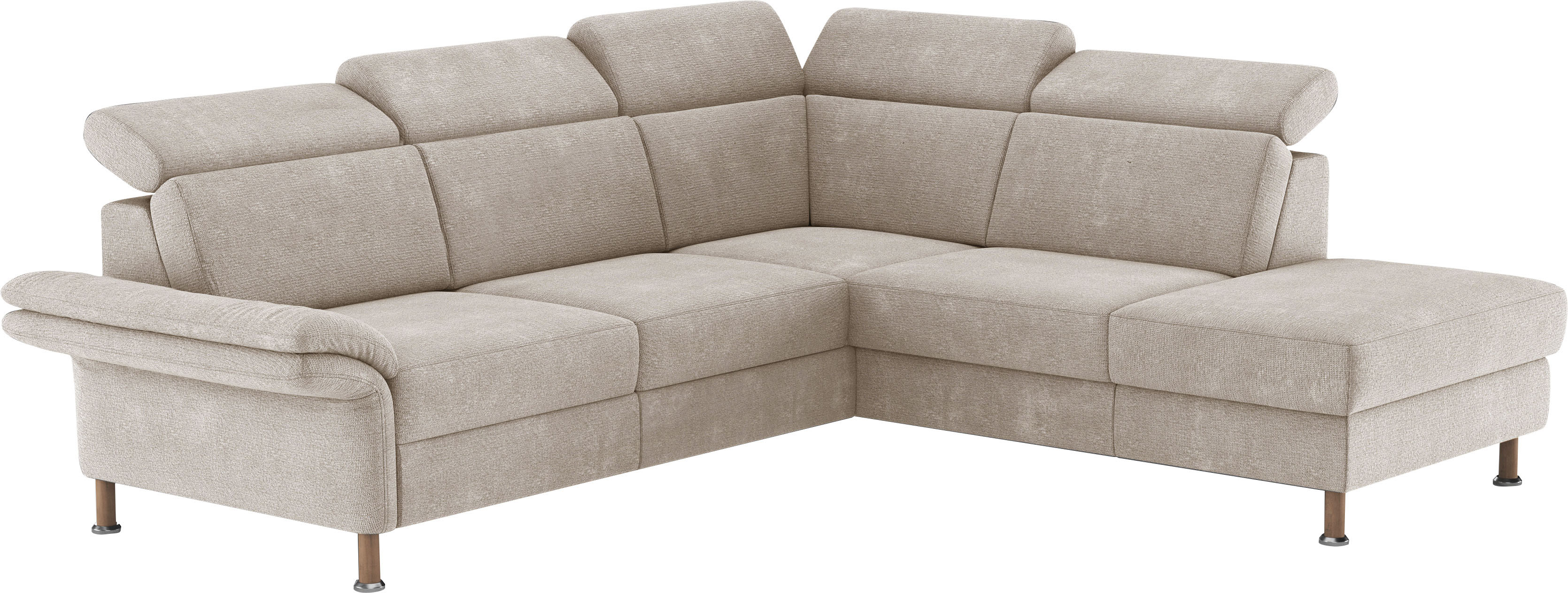 Ecksofa HOME AFFAIRE "Calypso L-Form", beige (nature), B:259cm H:85cm T:227cm, 100% Polyester, Sofas, Ecksofa, mit Relaxfunktion motorisch im Sofa 2,5- Sitzer
