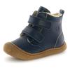 Lauflernschuh NATURINO "Bubble Wide", Kinder, Gr. 21, blau (dunkelblau), Nappaleder, unifarben, casual, Schuhe, Klettstiefel mit Wollfutter, Größenschablone zum Download