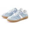 Sneaker LASCANA "Schnürschuh, Halbschuh, Freizeitschuh", Damen, Gr. 36, blau (hellblau, weiß), Obermaterial: 50% Lederimitat, 50% Textilmaterial. Futter: 100% Textilmaterial. Decksohle: 100% Textilmaterial. Laufsohle: 100% Synthetik, unifarben,...