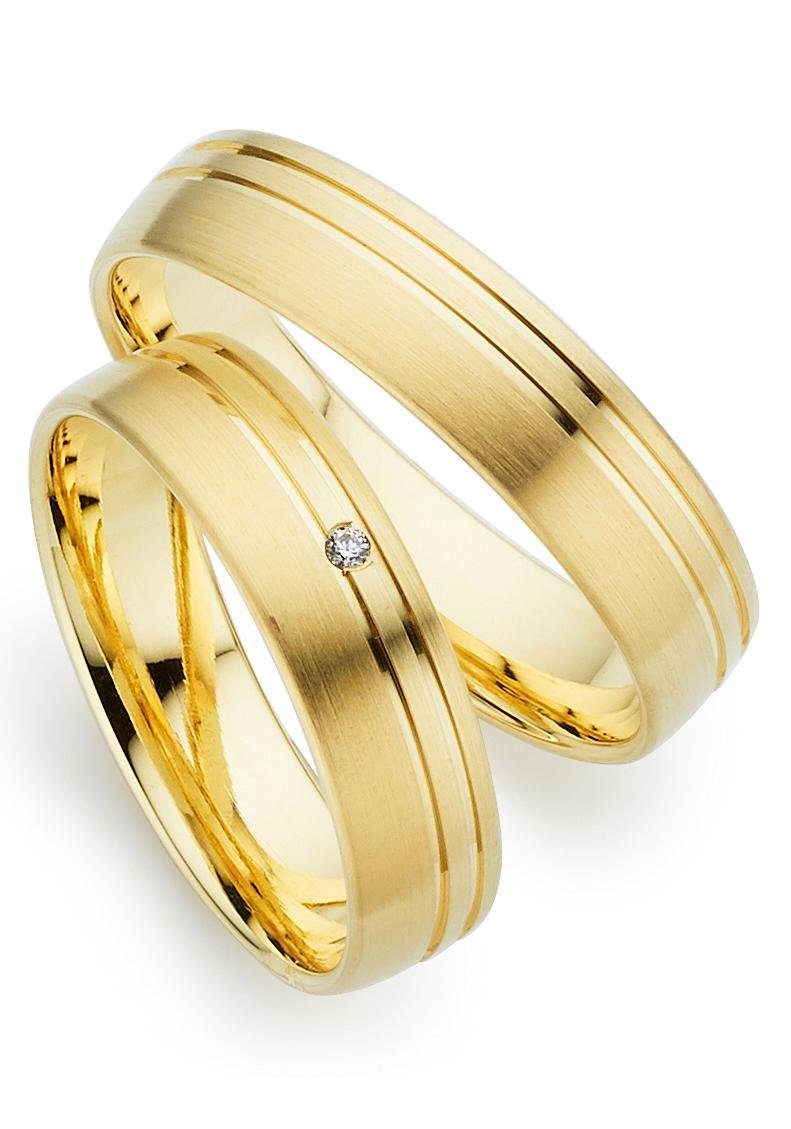 Trauring PHÖNIX "Schmuck Geschenk Gold 333 Trauring Ehering LIEBE versch. Varianten" Gr. 64, gold (gelbgoldfarben), Fingerringe, 64, 0,01 SI = kleine Einschlüsse mit Brillant, Gelbgold 333, 5mm, Made in Germany, wahlweise mit oder ohne Brillant Image