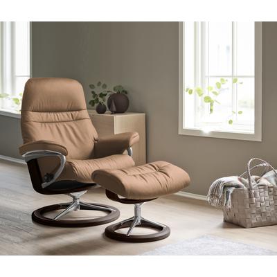 Relaxsessel STRESSLESS "Sunrise", braun (latte batick), B:79cm H:103cm T:73cm, Leder BATICK: BATICK ist ein leicht korrigiertes, durchgefärbtes und genarbtes Möbelleder, bei dem die meisten Unebenheiten und Spuren in der Regel entfernt wurden.,... Image