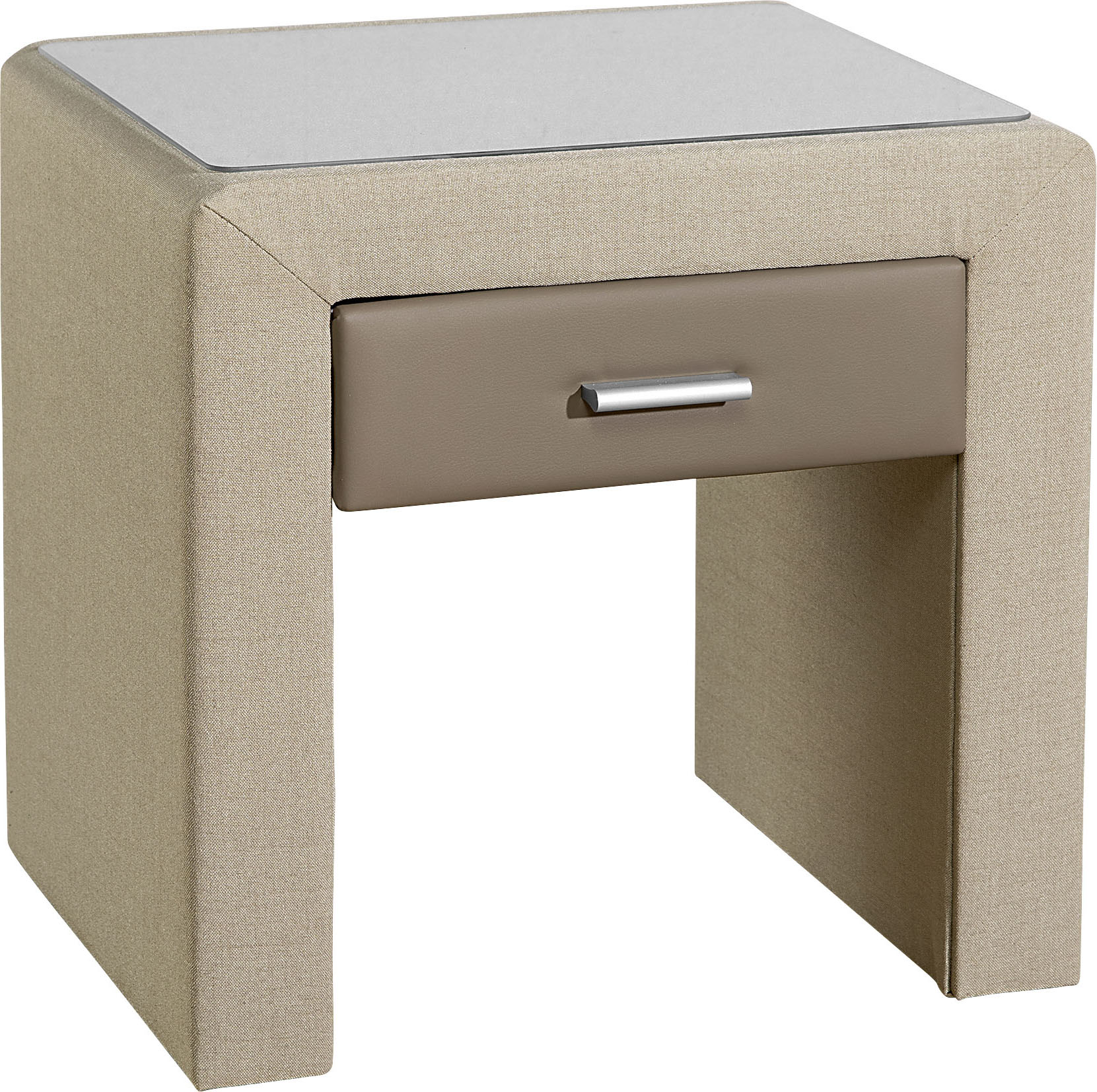 Nachttisch INOSIGN, beige (beige, taupe), H:50cm T:40cm, Tische, Nachttisch, Nachtkonsole mit 1 Schubkasten