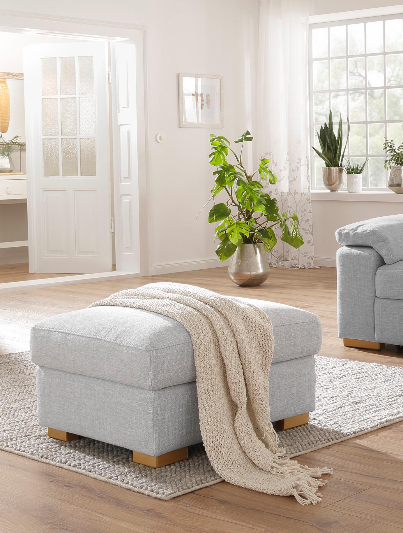 Hocker HOME AFFAIRE "Ventura", silber, B:70 H:44 T:70, Struktur (100% Polyester);Luxus-Microfaser (90% Polyester, 10% Polyamid);Luxus-Microfaser in Lederoptik (100% Polyester), Hocker, Polsterhocker Image