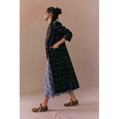Hailey Tweed Duster Jacket at Free People in Chocolate Combo, Size: Small