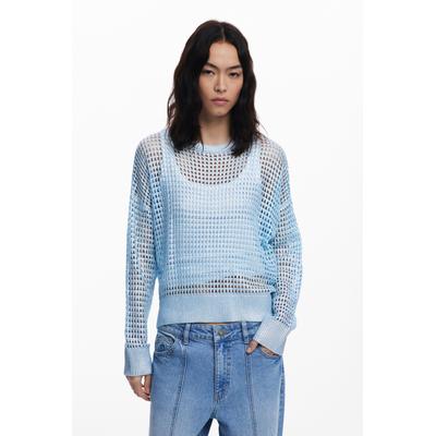 Metallic openwork sweater