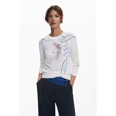 Fine sweater with floral strokes