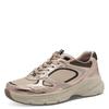 Plateausneaker TAMARIS, Damen, Gr. 41, rosa (rosegoldfarben), Textil, Lederimitat, metallic, kontrastfarbene Details, sportlich, Schuhe, Freizeitschuh, Halbschuh, Schnürer, Details in Metallicoptik