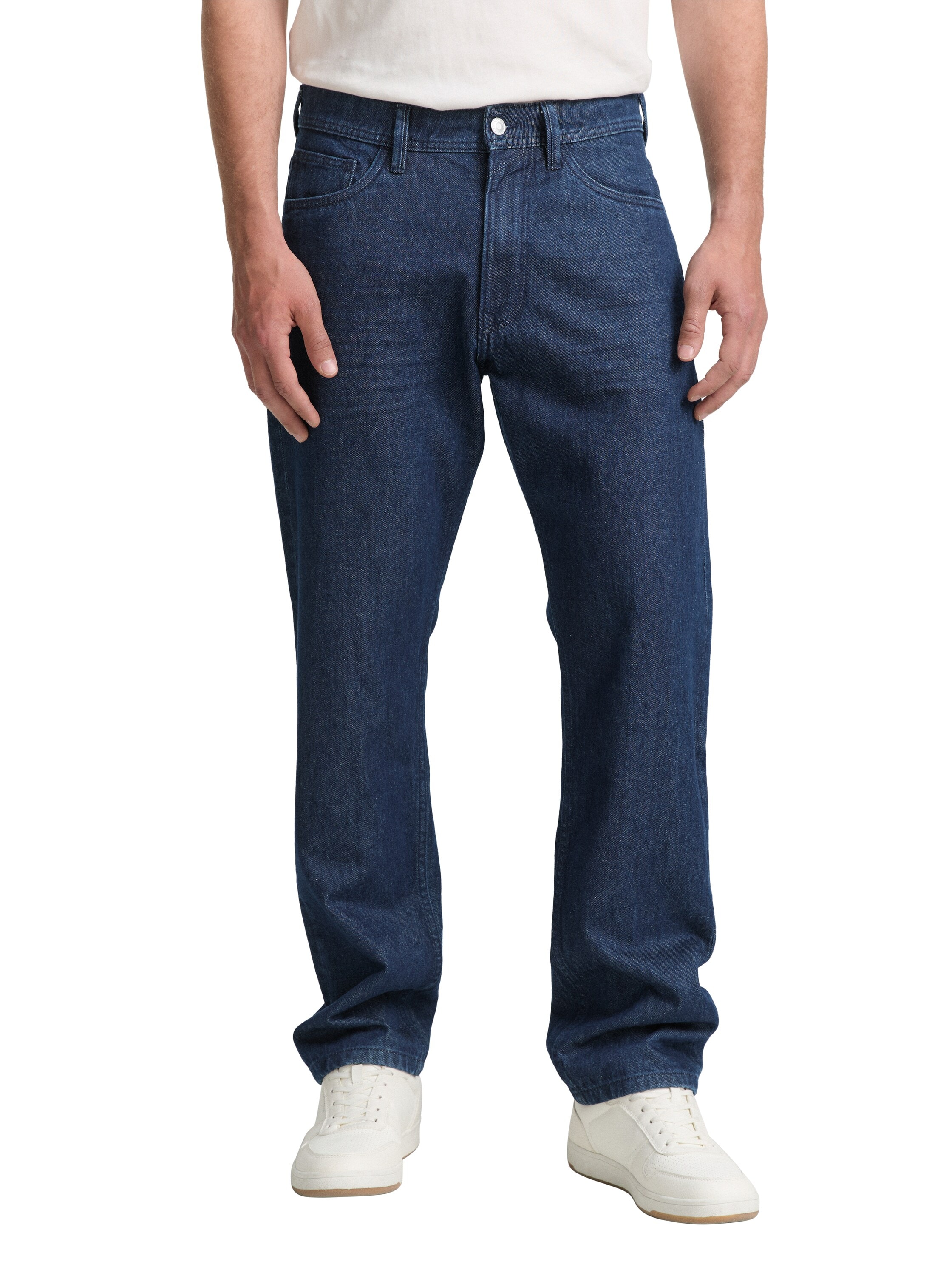 5-Pocket-Jeans TOM TAILOR DENIM, Herren, Gr. 29, Länge 32, blau (rinsed blau denim), Denim/Jeans, Obermaterial: 100% Baumwolle. Futter: 65% Polyester, 35% Baumwolle, gerade lang, Jeans 5-Pocket-Jeans, aus reiner Baumwolle