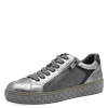 Plateausneaker MARCO TOZZI, Damen, Gr. 36, silber (altsilberfarben), Lederimitat, Antik-Look, metallic, sportlich, Schuhe, Freizeitschuh, Halbschuh, Schnürschuh mit Prägungen im Plateau