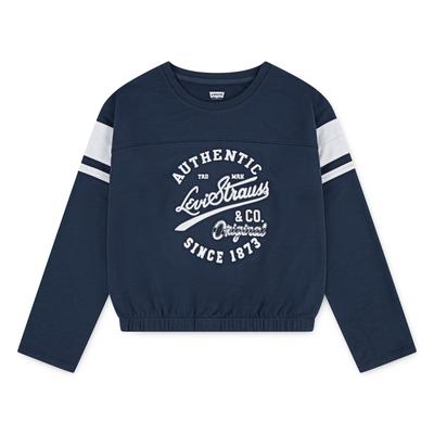 Longsleeve LEVI'S KIDS "LVG VARSITY LS TEE", Mädchen, Gr. 14 (158), big dipper, Jersey, Obermaterial: 62% Polyester, 34% Viskose, 4% Elasthan, bedruckt, casual, taillenlang, Rundhals, Langarm, Shirts, Cropped - for Girls Image