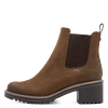 Chelseaboots MARCO TOZZI, Damen, Gr. 39, braun (dunkelbraun), Nubuklederimitat, Elastischer Einsatz, unifarben mit Farbeinsatz, klassisch, Schuhe, Blockabsatz, Stiefelette in veganer Verarbeitung