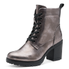 Schnürstiefelette MARCO TOZZI, Damen, Gr. 37, silber (altsilberfarben), Lederimitat, metallic, modisch, Schuhe, Blockabsatz, Stiefelette, Schnürboots in veganer Verarbeitung