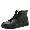 Sneaker MARCO TOZZI, Damen, Gr. 36, schwarz, Lederimitat, unifarben, modisch, Schuhe, Plateau, Boots, High Top-Sneaker mit elastischem Schnürsenkeln