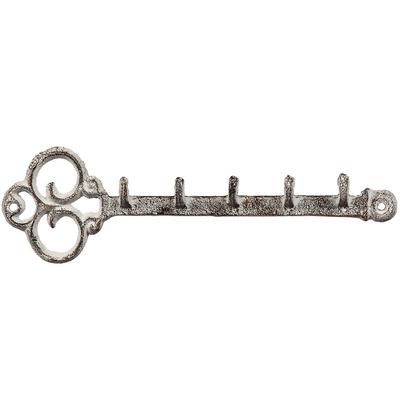 Wandhaken AMBIENTE HAUS "Hakenleiste aus Gusseisen - Schlüssel", weiß (antikweiß, braun), B:25cm H:8cm, Gusseisen, Haken Image