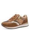 Keilsneaker TAMARIS, Damen, Gr. 36, braun (cognac kombiniert), Veloursleder, Textil, Lederimitat, kontrastfarbene Details, sportlich, Schuhe, Freizeitschuh, Halbschuh, Schnürschuh mit Kontrastbesätzen