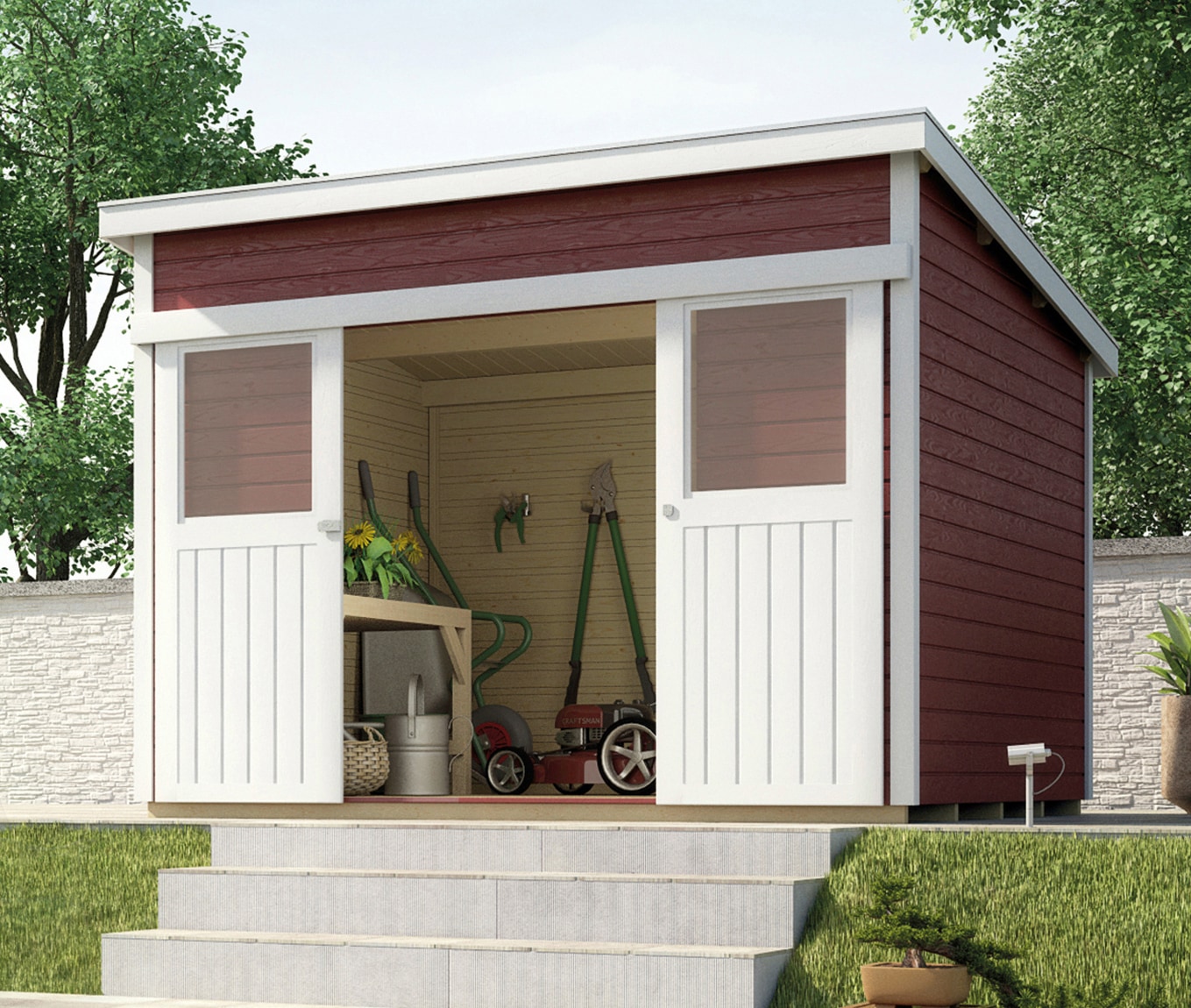 Gartenhaus WEKA "225 Gr.1", rot (schwedenrot, naturbelassen), Fußboden im Gartenhaus, Gartenhäuser Image