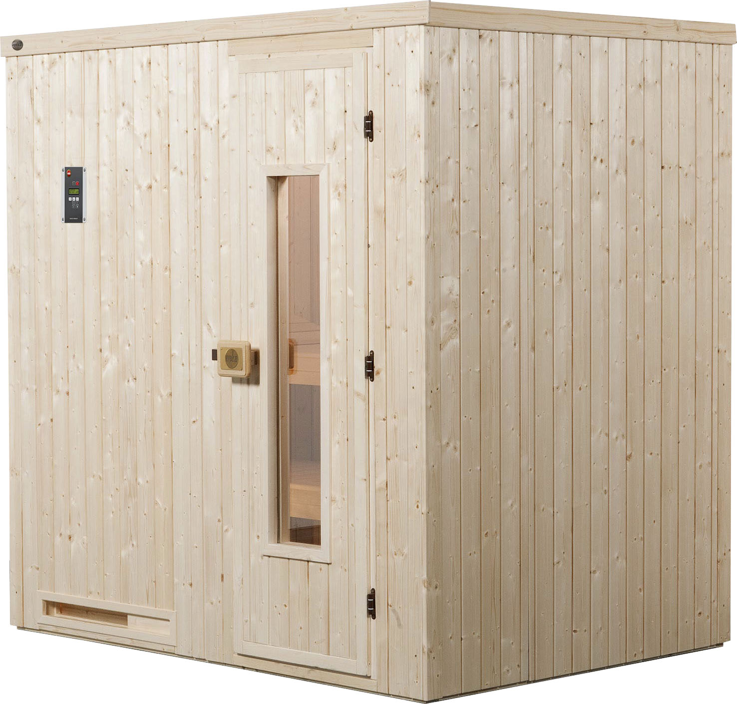 Sauna WEKA "Halmstad", beige (natur), Bio-Ofen, externe Steuerung, 7,5 kW, Saunen, 7,5 kW Bio-Ofen mit digitaler Steuerung