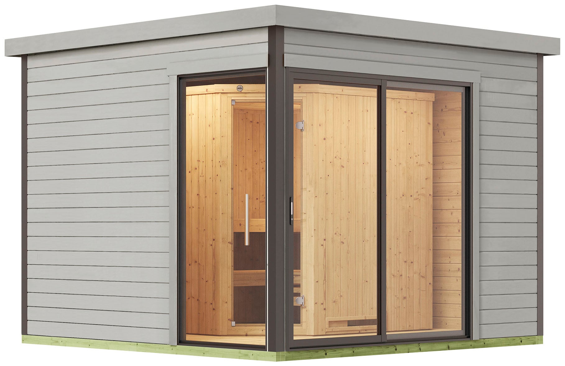 Saunahaus WEKA "412", grau, Saunaofen, externe Steuerung, 9 kW, Saunen Image