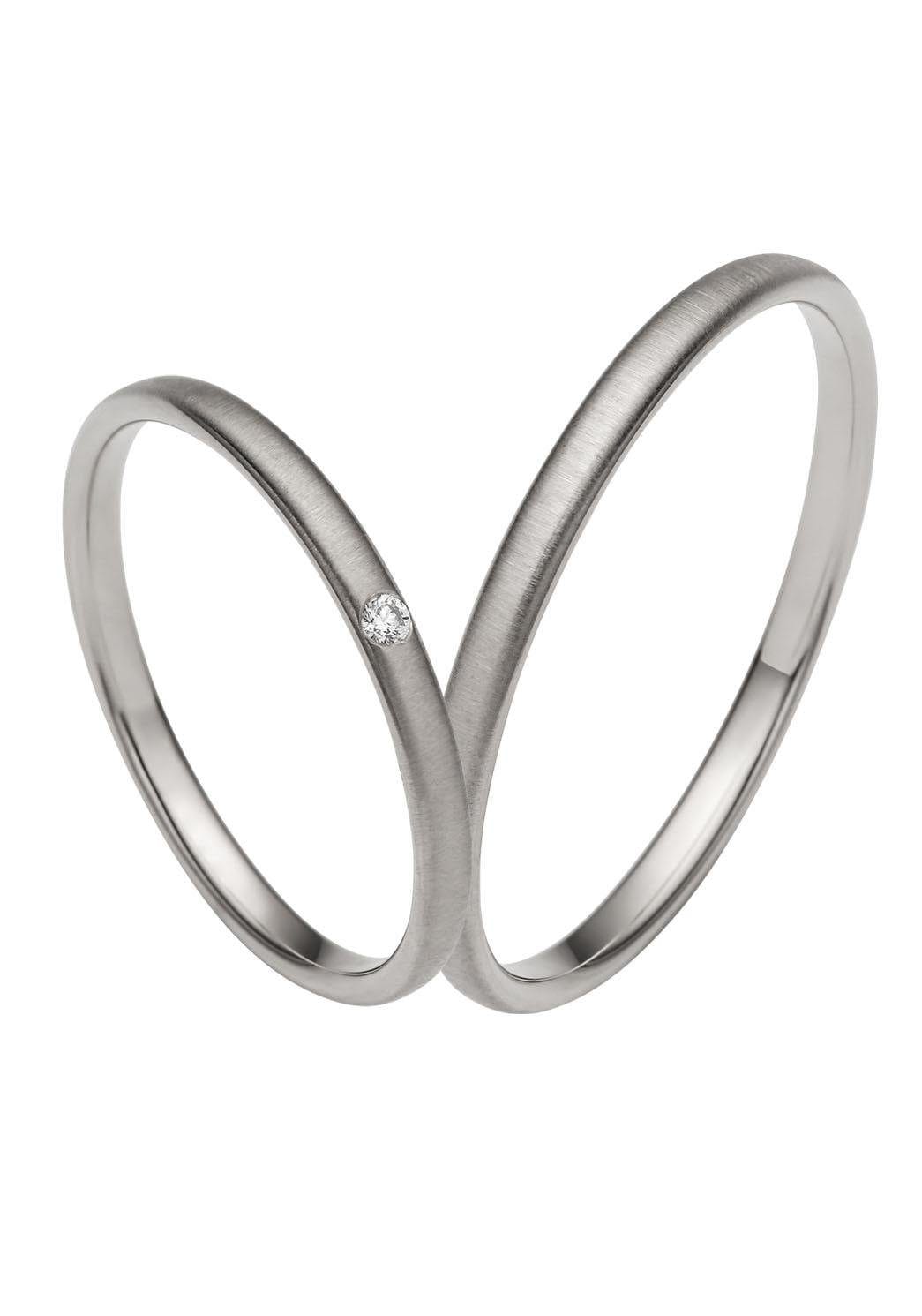 Trauring FIRETTI "Schmuck Geschenk Gold 375 Hochzeit Ehering "LIEBE" Gr. 56, weiß (weißgoldfarben), Fingerringe, 56, ohne Brillant, Weißgold 375, 2mm, Made in Germany, wahlweise mit oder ohne Brillant Image