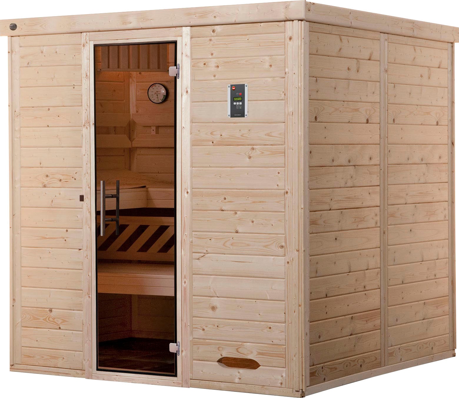Sauna WEKA "Kemi", beige (natur), Saunaofen, externe Steuerung, 7,5 kW, Saunen, 7,5 kW-Ofen mit digitaler Steuerung