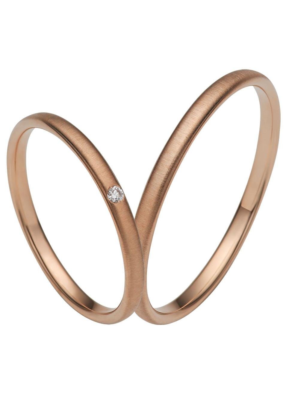 Trauring FIRETTI "Schmuck Geschenk Gold 375 Hochzeit Ehering "LIEBE" Gr. 66, rosa (roségoldfarben), Fingerringe, 66, ohne Brillant, Roségold 375, 2mm, Made in Germany, wahlweise mit oder ohne Brillant Image