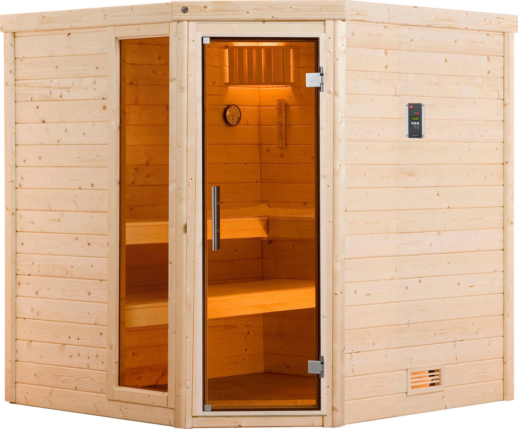 Sauna WEKA "Turku", beige (natur), Saunaofen, externe Steuerung, 7,5 kW, Saunen, 7,5 kW-Ofen mit digitaler Steuerung Image